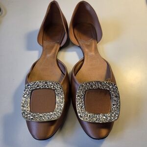 Roger Vivier Chips Strass Ballerina Crystal Embellished Pink Flats Size 37